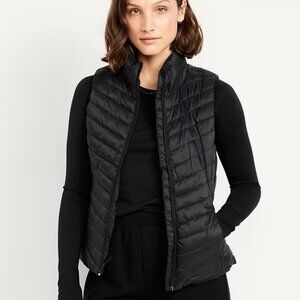 OLD NAVY Water-Resistant Packable Black Quilted Puffer Vest, Women's Medium Tall